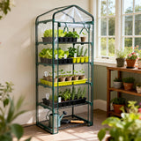 Worth Garden 5 Tier Mini Greenhouse - 75'' H x 27'' L x 19'' W - Sturdy Portable Gardening Shelves with Transparent PVC Cover - Small Porch Green House for Growing Plants Flowers Indoor & Outdoor