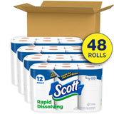 Scott Rapid-Dissolving Toilet Paper, 48 Double Rolls, Septic-Safe, Toilet Paper, 1 Ply, White
