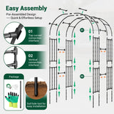 Miory Garden Arch Trellis for Climbing Plants Outdoor, 3.9x7.9ft Steel with PE Coating, Garden Archway for Vegetable, Vines, Wedding Arbor (Black)