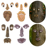4 Pack Tree Faces Decor Outdoor, Tree Face Outdoor Statues Old Man Trees Hugger Yard Art Garden Decor, Funny Bark Ghost Statues for Halloween Easter Spring Decoration