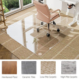 GLSLAND Irregular Tempered Glass Floor Mat - 45" x 53" Office Chair Mat for Carpet Clear Duty Hard Rolling Glass Mat 1/5" Thick for Hardwood Floor/Carpeted Floors, Clear