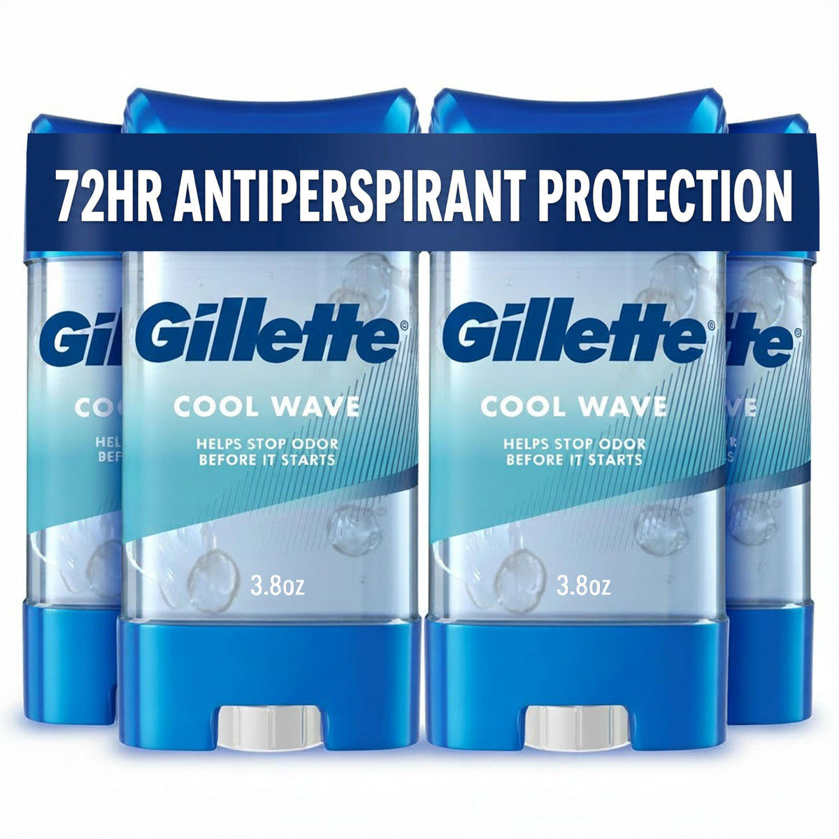 Gillette Antiperspirant Deodorant for Men, Cool Wave Scent 3.8 oz Pack of 4