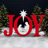 Best Choice Products 46in Outdoor JOY Christmas Nativity Decoration, 3 Piece Yard Decor Sign Holy Weather Resistant PVC Silhouette for Garden - Red/White