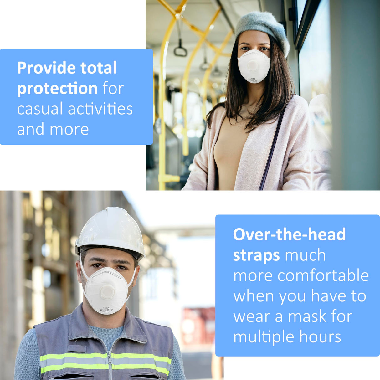 GIKO N95 Respirator Masks - 15Pcs NIOSH Certified Safety Masks Cup Particulate Respirator Mask with Breathing Valve for Adult, Men, Women, White