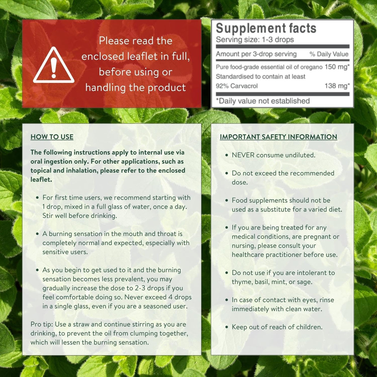 2 Pack 30ml Oregano Oil 100% Pure & Undiluted Min 92% Carvacrol Super-Strength Himalayan Essential Oil of Oregano (Origanum Vulgare) Highly Potent Immunity Booster for Cold, Cough, Sore Throat & Gut Health