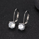 Milacolato 925 Sterling Silver Leverback Drop Earrings for Women,Round CZ