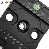 Aupoko QR-50N Plate Compatible with Arca Swiss, 50mm Universal Quick Release Plate Aluminum Alloy Clamp Adapter, 1/4" to 3/8" Compatible with Arca Swiss Ball Head