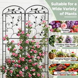 CL FUN Garden Trellis for Climbing Plants, 2 Pack 71x20 in Metal Lattice Panel with Black Coating, Tall Climbing Support for Rose Vines Clematis Flowers Vegetables Fruits - Plant Trellis Outdoor
