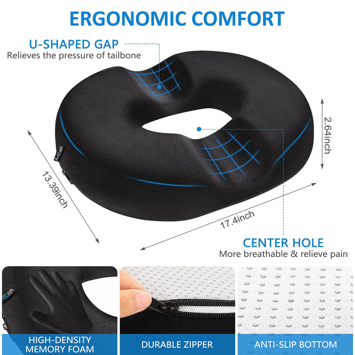 Donut Pillow, Donut Cushion for Tailbone Pain Relief and Hemorrhoids, Donut Seat Cushion for Coccyx, Sciatica, Surgery and Postpartum, Hemorrhoid Pillow for Long Sitting Office Workers, Car Drivers