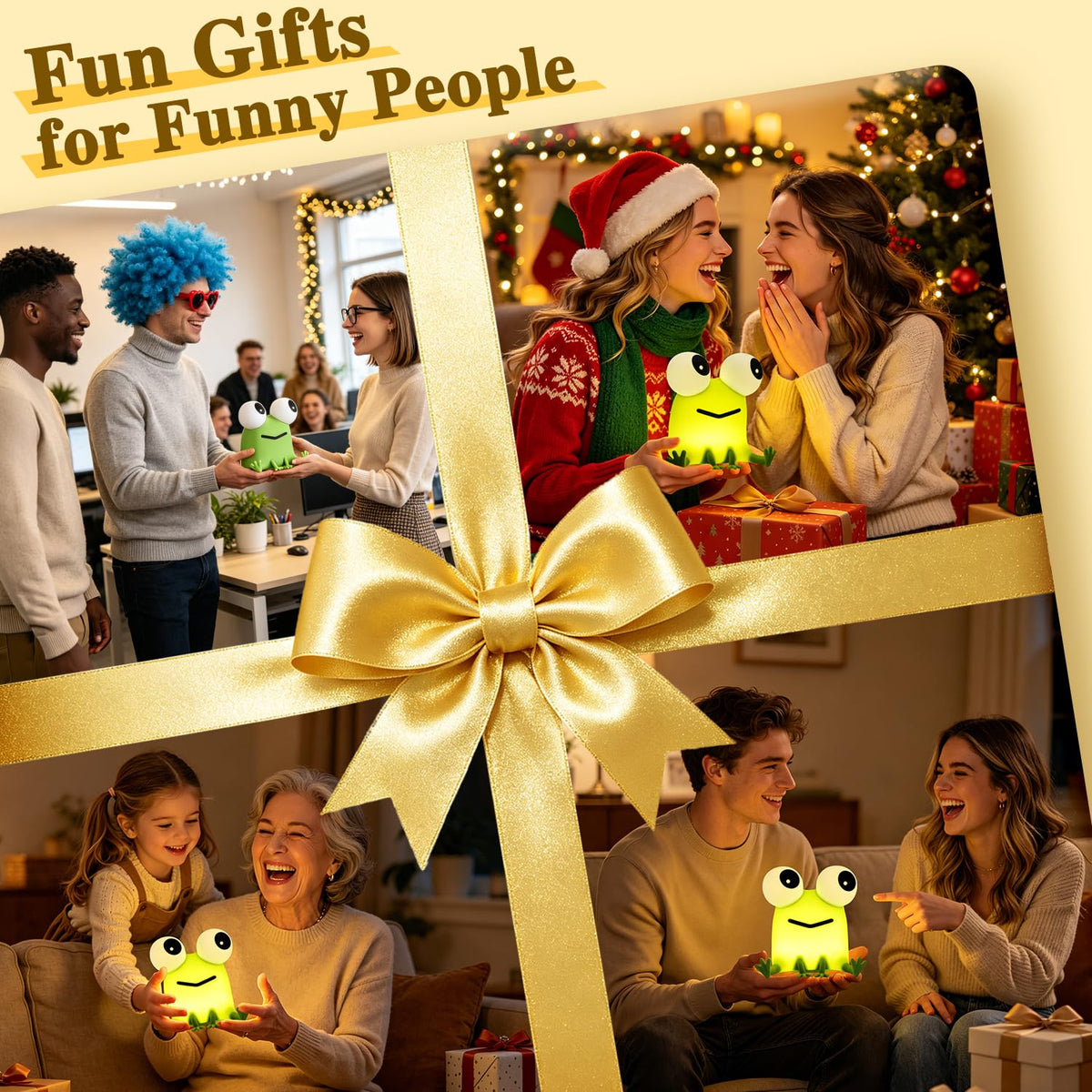 Big-Eyed Frog Lamp Funny Gifts, 3 Dimming+Silicone Random Stuff, Touch+Timer+Rechargeable Night Light, Unique Cool Lamp Weird Stuff Cool Things, Cute Gag Gifts Frog Gifts for Kids, Teens, Adults