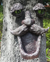jinhuoba Tree Face Decors Wild Bird Feeders, Whimsical Big Eyes Old Man Face for Tree Hugger Yard Art Outdoor Garden Sculptures