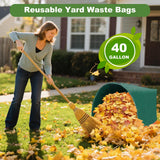 4Pack 40 Gallon Dustpan Type Lawn Bags Reusable Collapsible Heavy Duty Leaf Bags Yard Waste bags Collecting Leaves Lawn Grass Branches