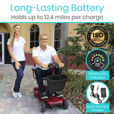 Vive 4 Wheel Mobility Scooter - Electric Powered Wheelchair Device - Compact Heavy Duty Mobile for Travel, Adults, Elderly - Long Range Power Extended Battery with Charger & Basket (FSA/HSA Eligible)