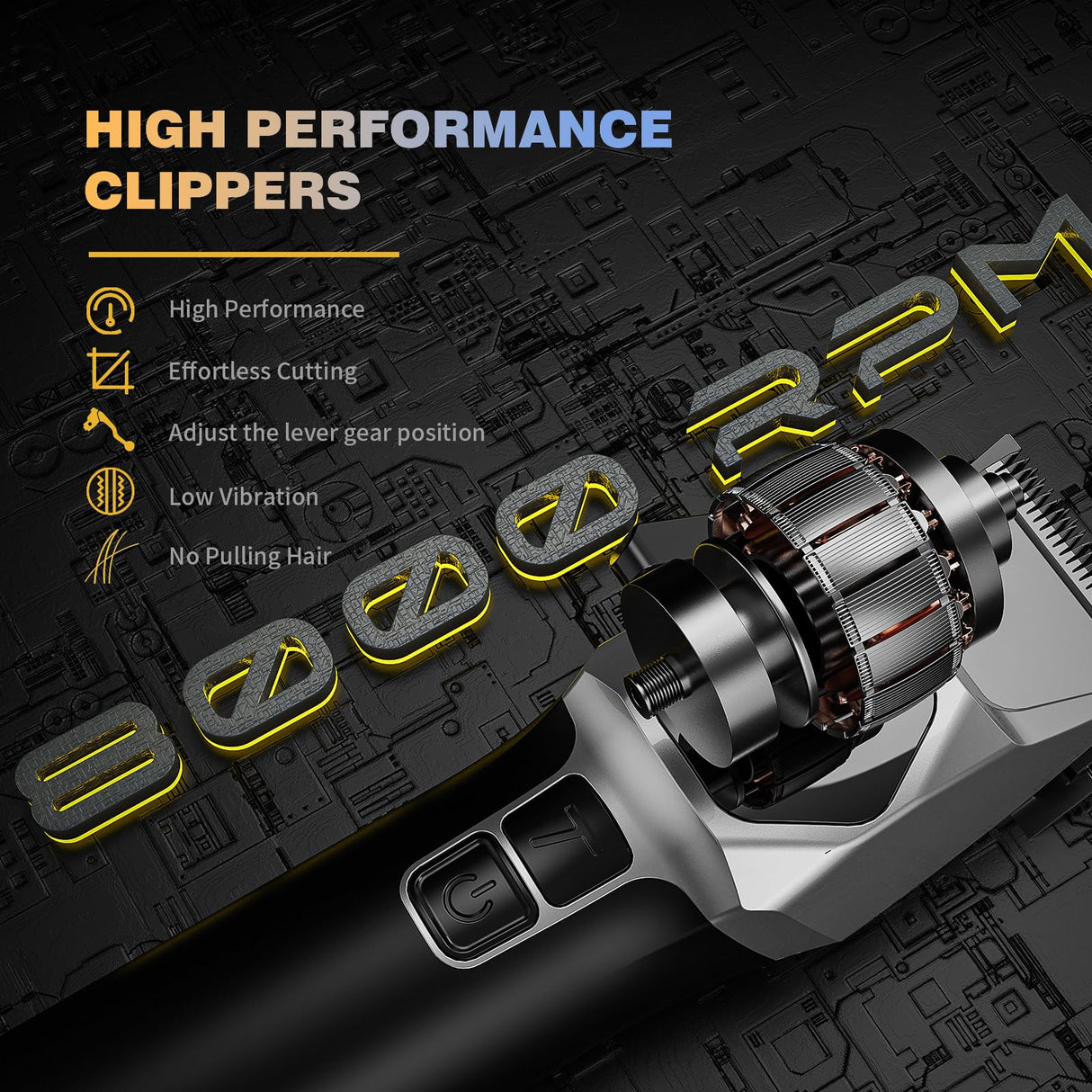 ANGFAN Professional Hair Clippers for Men - 8000RPM Brushless Motor & 440C Steel Blades, Barber-Grade Cordless Clippers & Trimmer Set for Fade Designs, Hair Cutting Tools for Professional Barbers