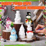 Eersida 6 Sets Winter Christmas Ceramics to Paint Ready to Your Own Ceramic Snowman Statues DIY Unpainted Paintable Winter Figurines Kit Crafts with Brush Palette for Christmas DIY