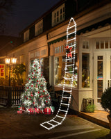 Toodour LED Christmas Lights - 10ft Christmas Decorative Ladder Lights with Santa Claus, Xmas Decorations Light for Indoor Outdoor, Window, Garden, Home, Wall, Xmas Tree Decor - White
