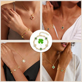 Turandoss 14K Gold Plated White Clover Bracelets for Women Jewelry Gifts