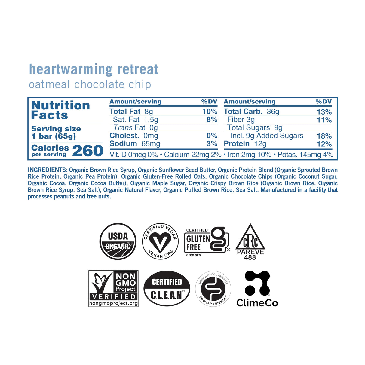 Gomacro, Nutrition Bar Oatmeal Chocolate Chip Organic 12 Count, 2.3 Ounce