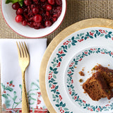 Corelle Vitrelle 18-Piece Christmas Service for 6 Dinnerware Set, Triple Layer Glass and Chip Resistant, Lightweight Round Holiday Plates and Bowls Set, Be Merry