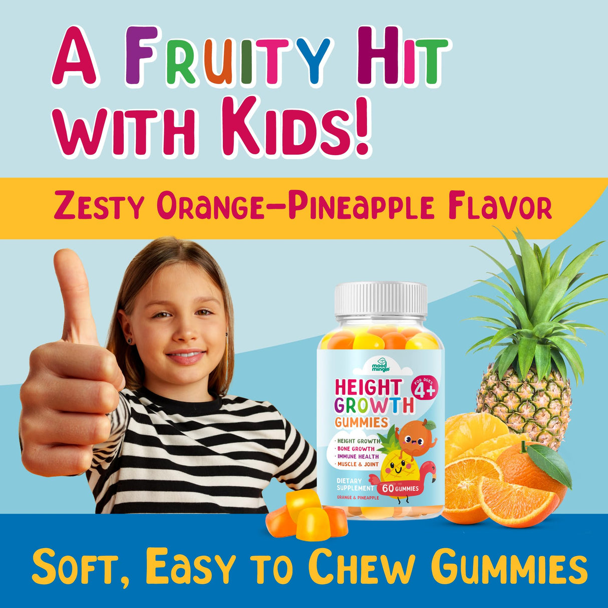 Height Growth Gummies Supplement - Kids Teens Height Increaser Maximizer Grow Taller Vitamins