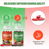 Fruits and Veggies Superfood Gummies Supplement - Fruits and Vegetables Gummy - Nature Vitamins Nutritional Balance, Vegan, Non-GMO, Gluten-Free - (Total 120 Gummies - Pack of 2) Made in USA