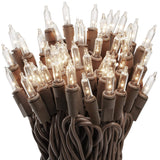 612 Vermont 100 Clear Mini Christmas String Lights on Brown Wire Cord, UL Approved for Indoor/Outdoor Use, 18 Foot of Lighted Length, 20 Foot of Total Length (Pack of 2)