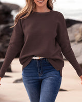 BTFBM Trendy Winter Sweater Christmas Sweater Long Sleeve Loose Fit Maternity Sweater Pullover Jumper Tops(Coffee,Medium)