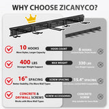 ZICANYCO Garage Tool Organizer Wall Mount 48 inches with 10 Adjustable Heavy-Duty Hooks, Garage Organization, Garden Tool Storage Rack, Yard, and Shed, Holds Up to 400 lbs