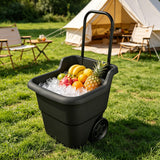 15 Gallon Rolling Garden Cart, Durable Resin Multi-Purpose Yard Cart, Retractable Handle and 7 Inch Wheels, Outdoor Utility Cart for Gardening, Lawn and Home Hauling (Black)