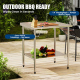 Chingoo Stainless Steel Work Table 30x36 Inch with Adjustable Undershelf & Backsplash, Heavy-Duty Prep Table for Commercial Kitchen, Restaurant, Garage, Outdoor