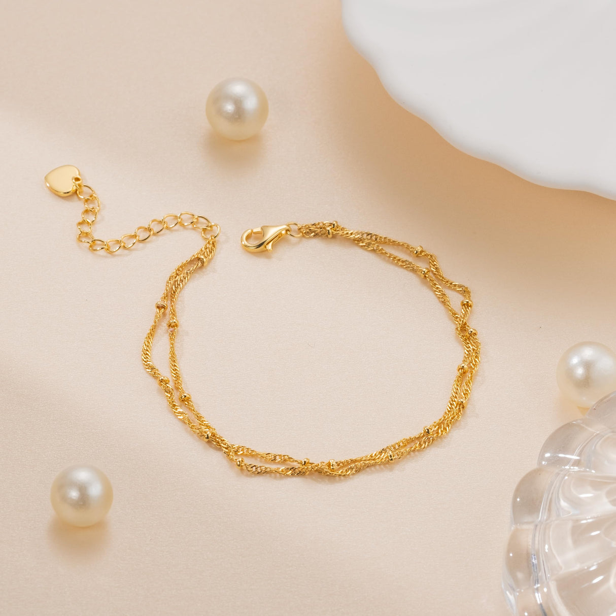 YIYEPUTI 14K Gold Bracelets for Women Double-Layer Gold Bracelets for Women