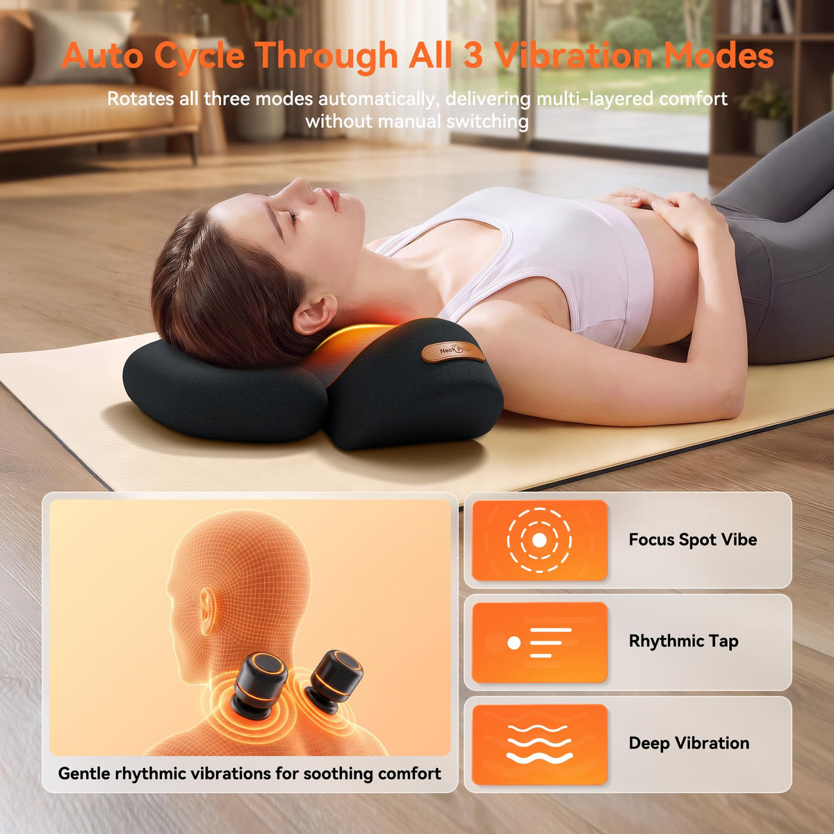 3 in-1 Cordless Neck Massager Pillow with Heat, Vibration & Traction