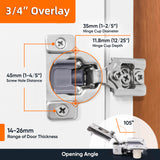 Decobasics 60 Pack Soft Close Cabinet Hinges – 7/16" Overlay for Kitchen Cabinet Doors, Face Frame Concealed Hidden Hinges – Stainless Steel, Self-Closing with 3-Way Adjustment & Slow Close Damper