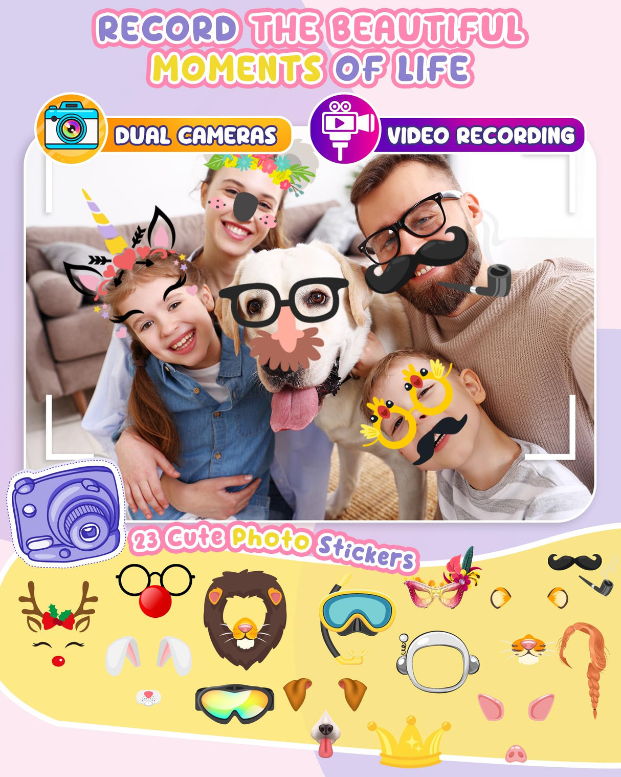 UCIDCI Unicorn Kids Smart Phone Toys for Girls Ages 3-7 with Dual Camera - Toddler Phone with Learning Games, Travel Toys with MP3 Music Player for Christmas, Birthday Gifts for 3 4 5 6 7 Year Old