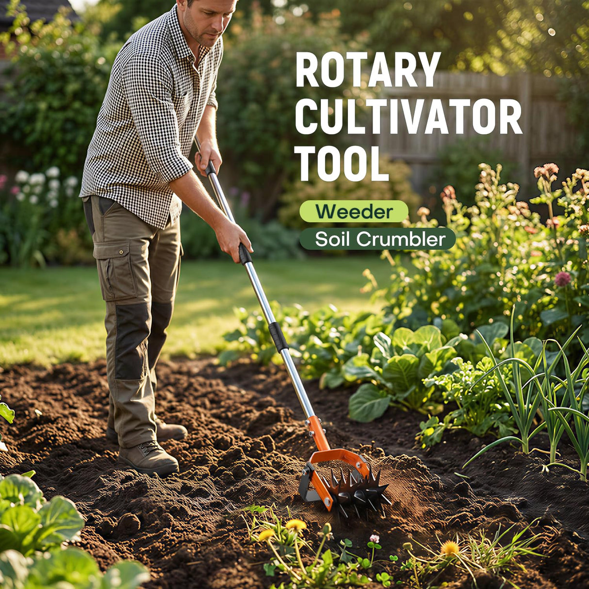 ARPEAK Rotary Cultivator Tiller, Combines Soil Loosen and Weed Functions