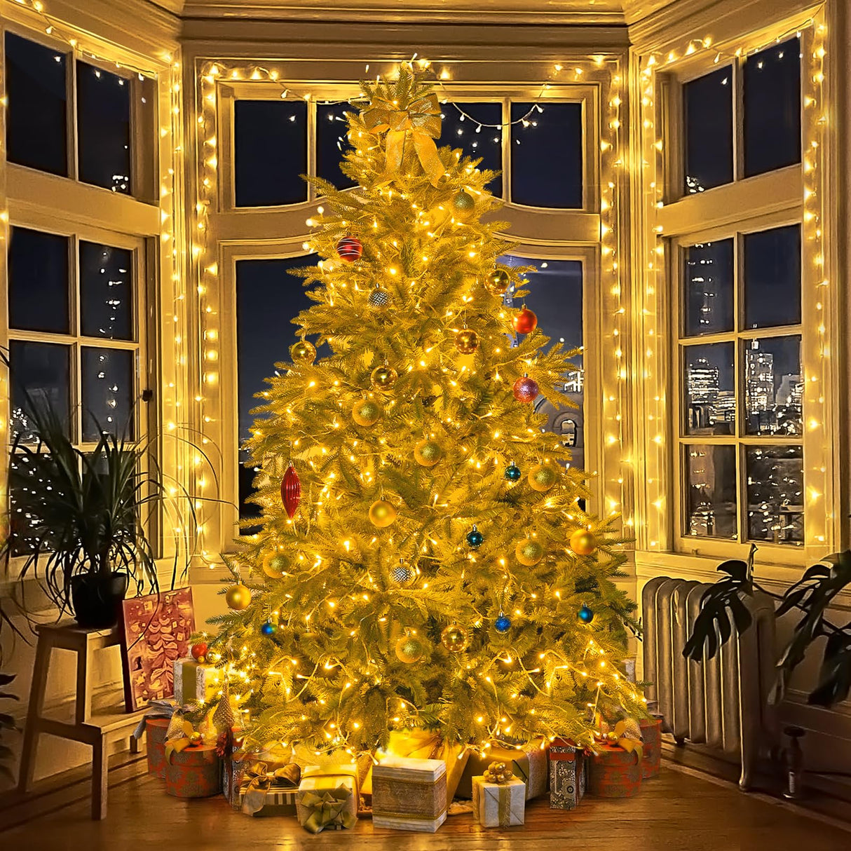 JMEXSUSS 168FT 600 LED Christmas Lights Outdoor Waterproof 8 Modes Warm White Christmas Tree Lights Plug in String Fairy Lights for Outside Indoor for Bedroom Wedding Party Holiday Xmas Decorations