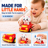 Press to Go Cars for Toddlers 1-3, 4-Pack Animal Toys for 1 Year Old Boy