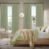 Sage Green Boho Blackout Curtains for Bedroom Window 84 Inch Length 2 Panels Set Linen Textured Thermal Insulated Dark Out Room Darkening Light Sage Curtain Drapes for Living Room 52x84 Long Christmas