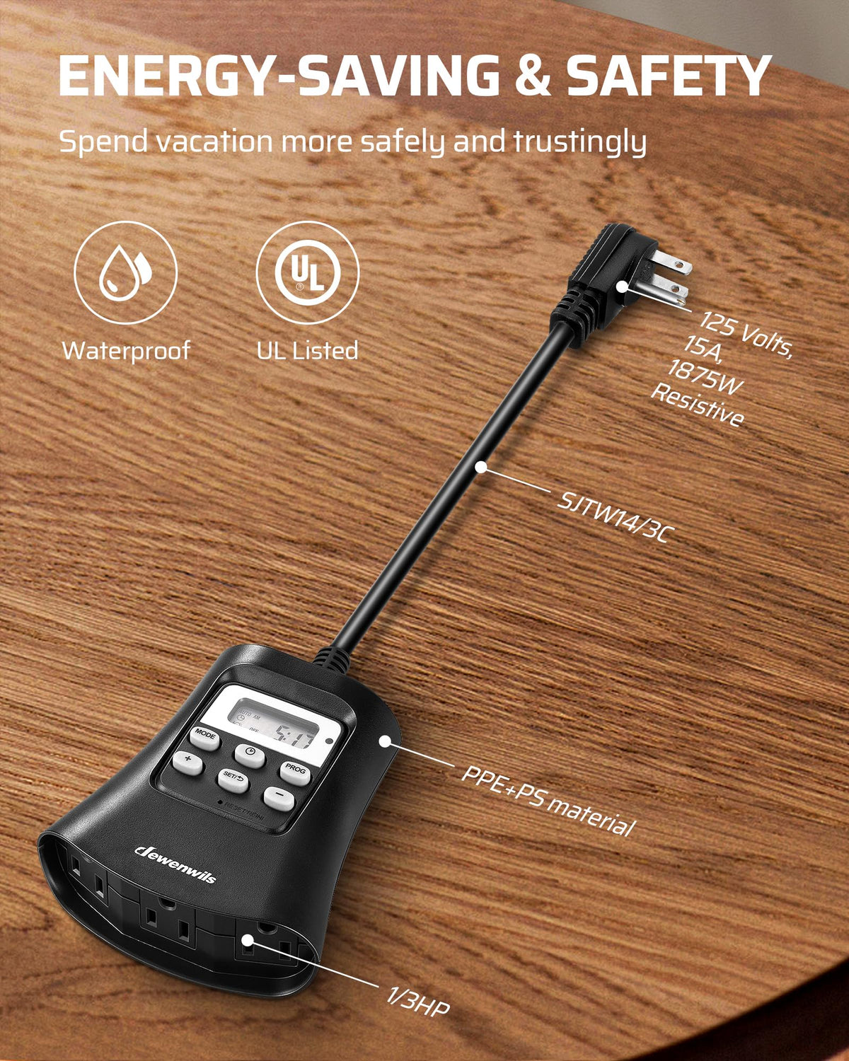 DEWENWILS Outdoor Digital Timer for Lights, 7-Day Programmable Plug in ...
