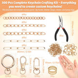 500Pcs Charms Lip Gloss Keychain Making Kit, DIY Craft Supplies with Charms, Key Chain Hooks, Jump Rings, Lobster Clasps, Chains & Tools, Jewelry Making Kit for Custom Keychains, Christmas Gifts