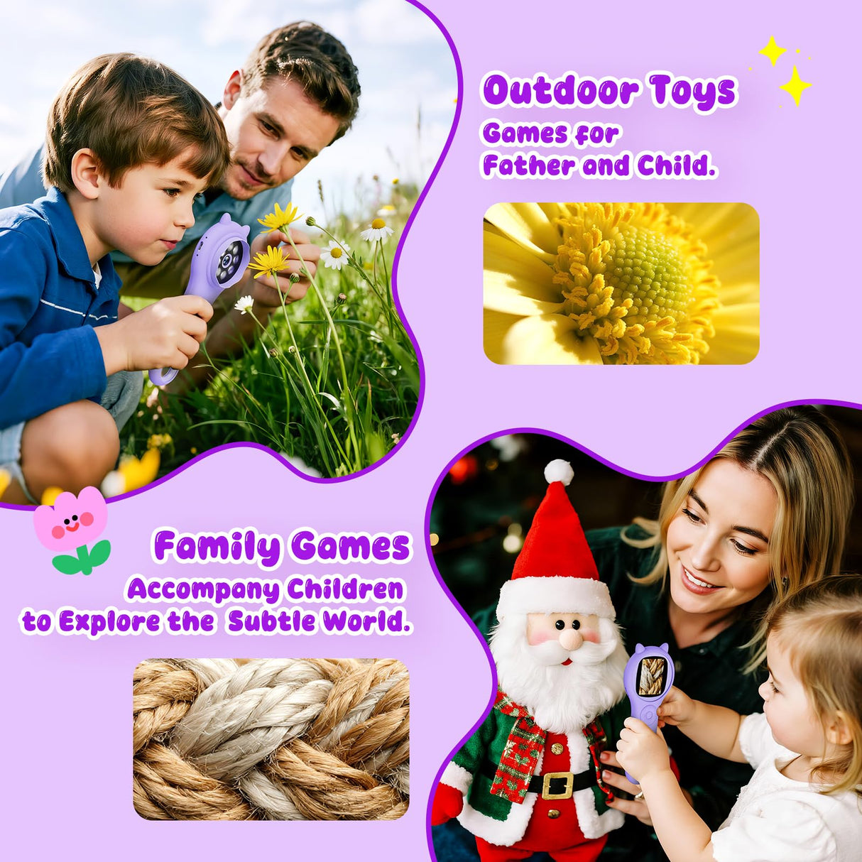 Microscope for Kids - Mini Pocket Handheld Microscope for Toddlers-STEM Educational Science Kit Toys for Christmas Birthday Gifts Toys for 5 6 7 8 9 10 11 12 Year Old Girls（Purple）