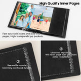 Aevdor 5x7 Photo Album Holds 64 Photos Black Inner Pages with Strong Elastic Band, Small Photo Album 5x7, Mini Picture Book for 5 x 7 Artwork, Pictures, Kids Art Storage, Postcards, Drawings (Black)