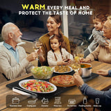 VTAR Electric Food Warming Mat with 8-Level Temp & 24H Timer | Rollable Buffet Tray Warmer for Party, Even Heating with Dual NTC, Auto Shut Off- Black