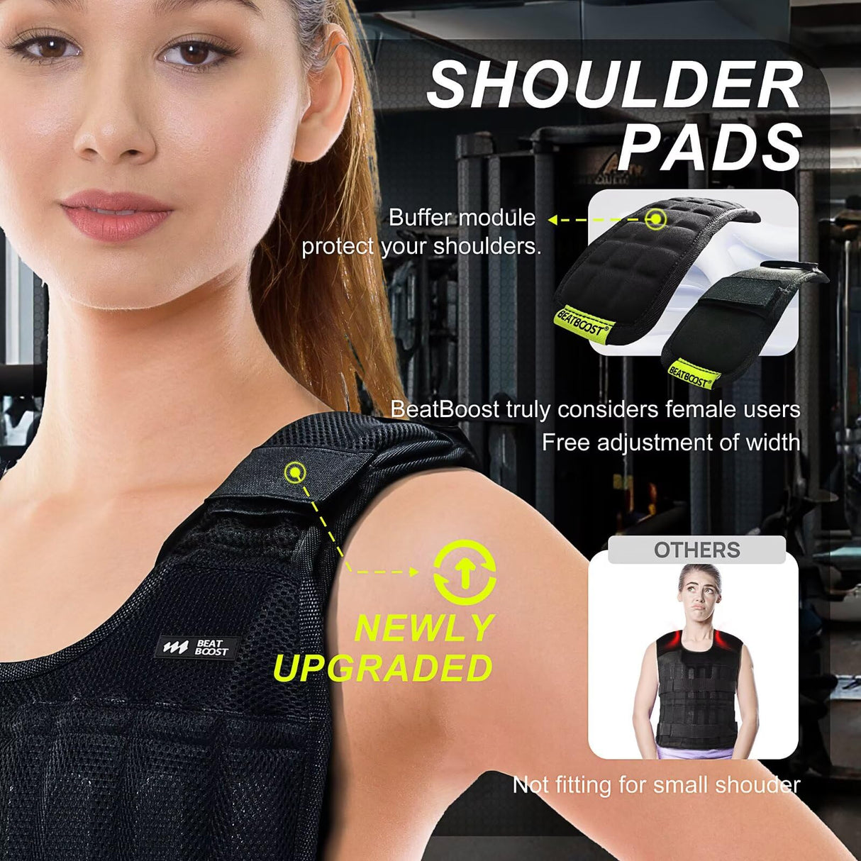 BeatBoost Weight Vest for Men Women Weighted Vest 40 lb Adjustable Weights with 64 Steel Plates Weights for Strength Training Walking Workout Running