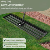 Lawn Leveling Rake, 42” x 10” Leveling Rake，Lawn Leveler w/ 72” Long Non-Slip Handle, Level Lawn Tool for Grass, Golf Field, Level Soil or Dirt Ground