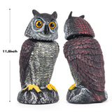 Crobirware 3 Pack Fake Owl Decoys to Scare Birds Away - Rotating Head Plastic Owl Scarecrows, Squirrel Hawk Bird Deterrent for Outside Garden Yard, Statues Garden Decor