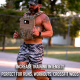 WOLF TACTICAL Adjustable Weighted Vest – WODs, Strength and Endurance Training, Fitness Workouts, Running (Black Camo)
