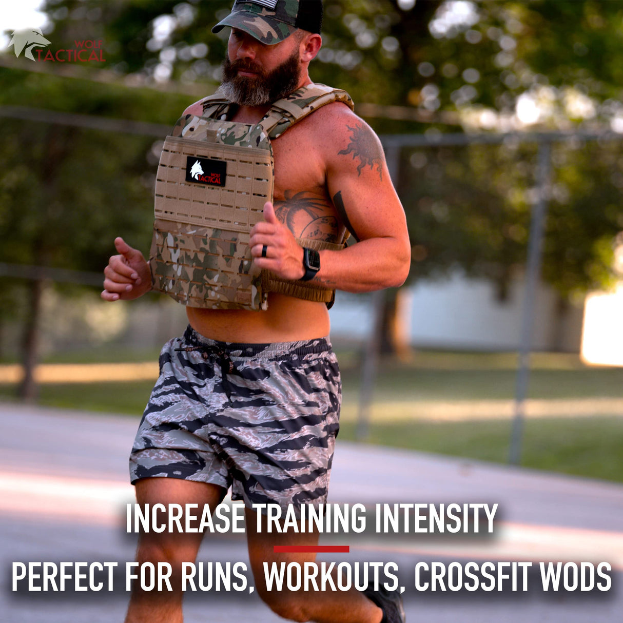 WOLF TACTICAL Adjustable Weighted Vest – WODs, Strength and Endurance Training, Fitness Workouts, Running (Blue)