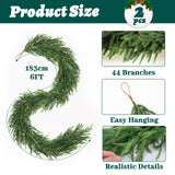 TOWPONICS 12FT（2 * 6FT） Christmas Norfolk Pine Garland, Real Touch Faux Green Garlands, Winter Artificial Greenery Garland for Mantle, Stairs, Table, Fireplace, Indoor & Outdoor Xmas Decorations