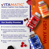 Vitamatic Magnesium Gummies 600mg per Serving – 60 Vegan Gummies – Relaxation, Muscle, Bone & Energy Support – 3 Pack